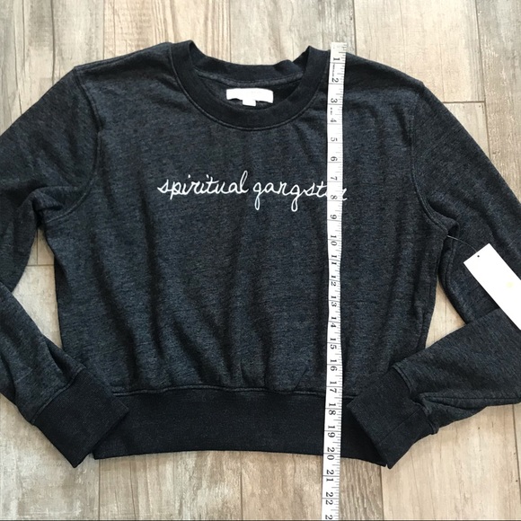 Spiritual Gangster Logo Dark Gray Crop Sweatshirt - Picture 10 of 12